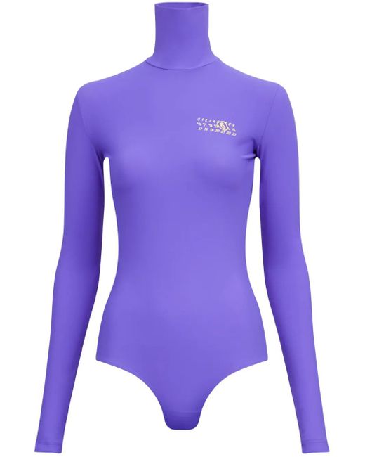 MM6 by Maison Margiela Purple Numbers-Motif Bodysuit