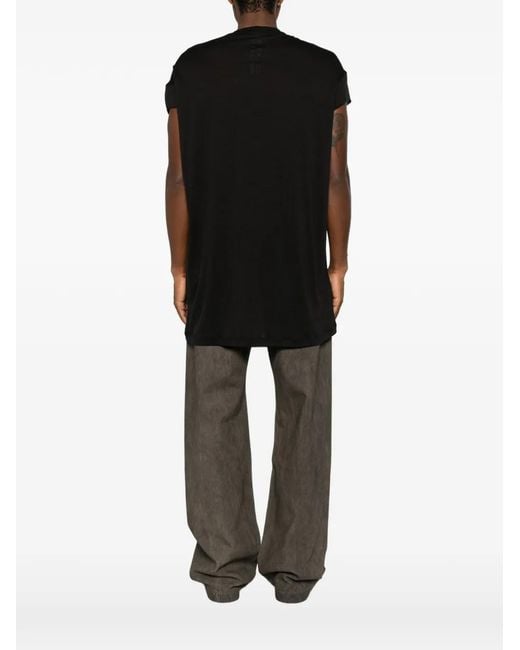 Rick Owens Black Seam-Detail Cap-Sleeve T-Shirt for men