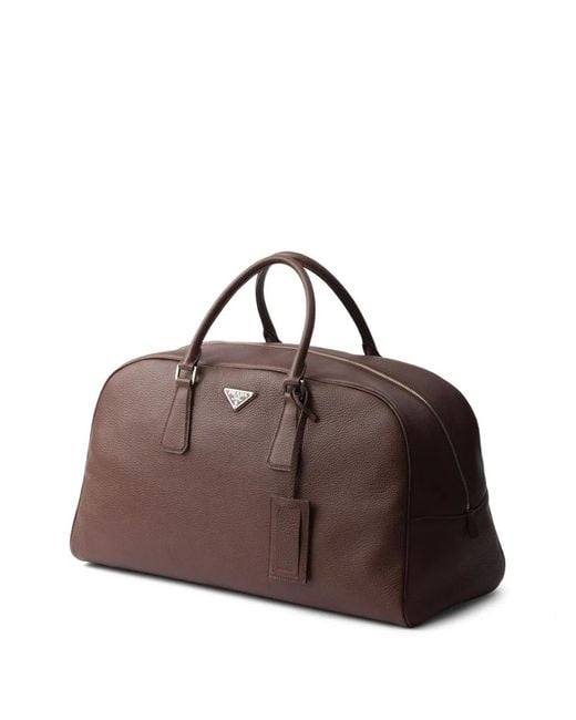 Prada Brown Leather Duffle Bag