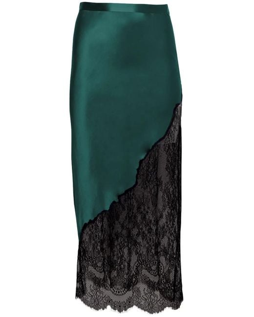 Fleur du Mal Green Scallop Midi Skirt