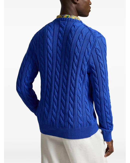 Polo Ralph Lauren Blue Cable-Knit Cotton Sweater for men