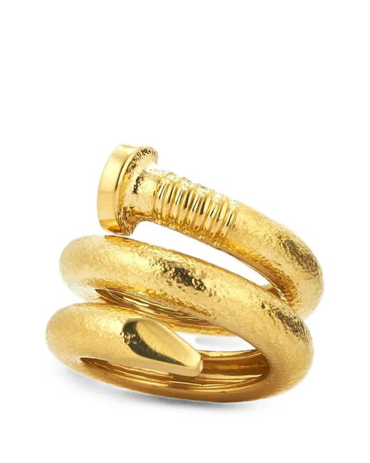 David Webb Metallic Tool Chest Hammered Nail Ring