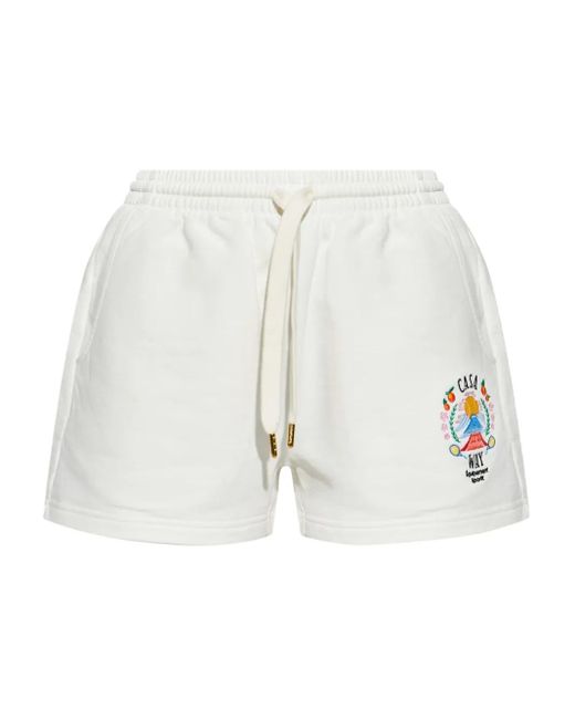 Casablanca White Casa Way Embroidered Track Shorts