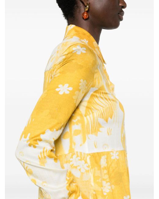 Robe-chemise en coton à fleurs Erdem en coloris Yellow