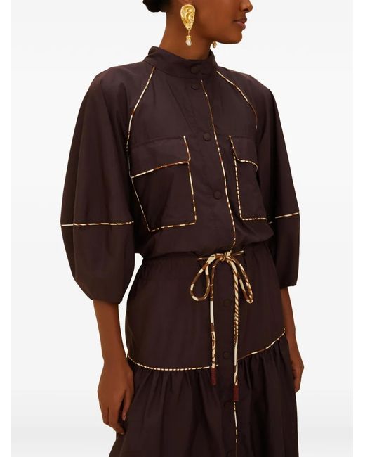 Farm Rio Red Tie-Waist Shirt Midi Dress