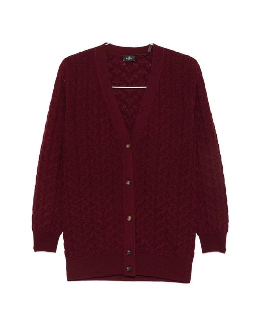 Etro Red Button-Up Cardigan