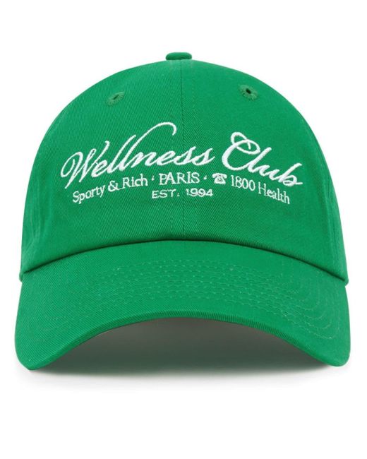 Sporty & Rich Green 1800 Health Logo-Embroidered Cap