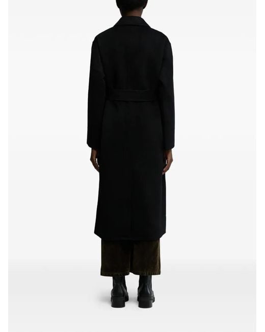 Aspesi Black Belted Wool Coat