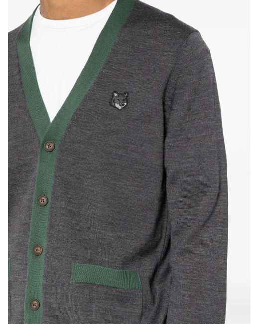 Maison Kitsuné Gray Bold Fox Head Patch Cardigan for men