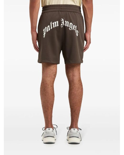 Palm Angels Brown Logo Track Shorts for men