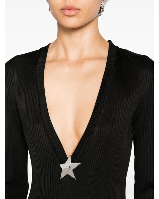 Area Black Fine-Ribbed Maxi Dress