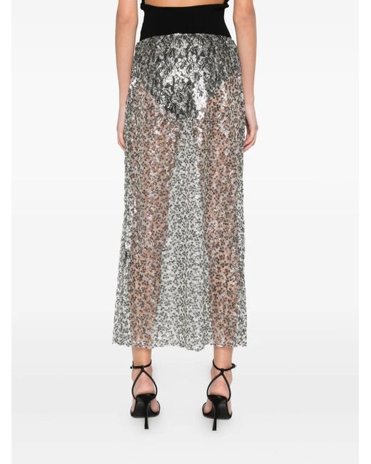 Christopher Esber Gray Sequinned Midi Skirt