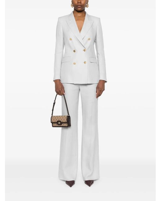 Tagliatore White Linen Double-breasted Suit