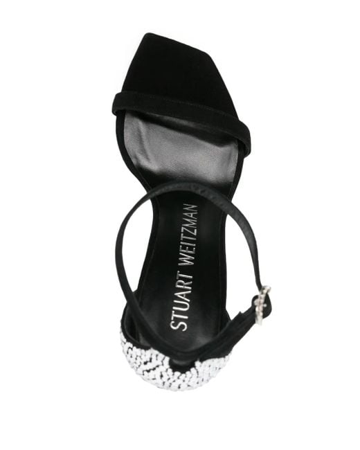 Stuart Weitzman Black Nudistcurve Royale Rhinestone-Embellished Sandals