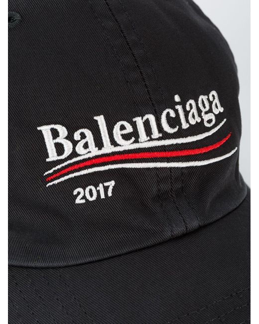 Balenciaga Campaign Logo Embroidered Hat in Black for Men | Lyst