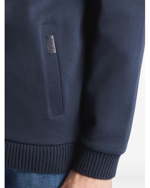 Fay Blue Cotton Piqué Bomber Jacket for men