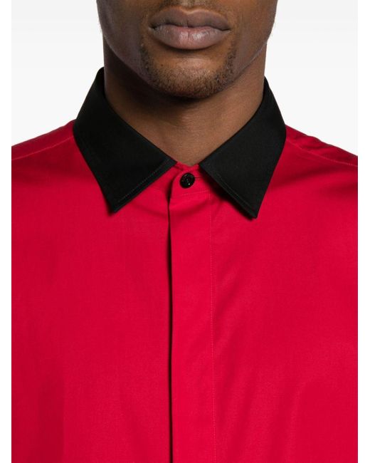 Chemise en popeline à logo brodé Moschino pour homme en coloris Red