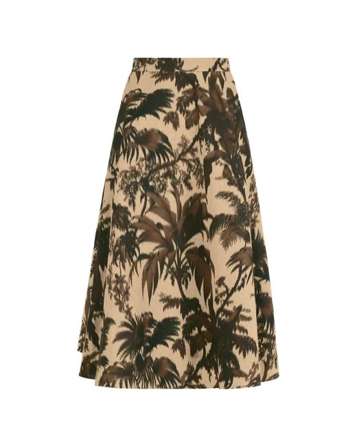 Oscar de la Renta White Chiné Palm Leaves Skirt