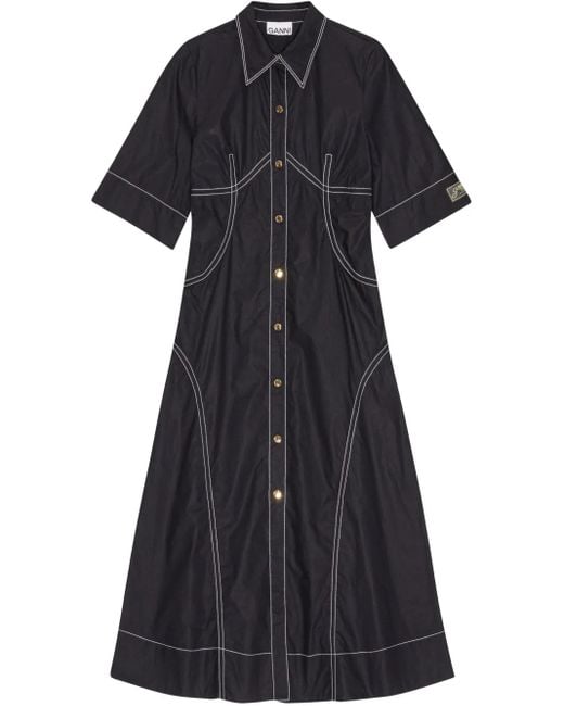 Ganni Blue Contrasting Shirtdress