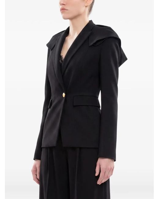Saiid Kobeisy Black Pleated Wide-Leg Trousers