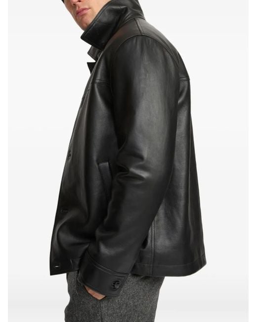 Yves Salomon Lammlederjacke mit Knopfverschluss in Black für Herren