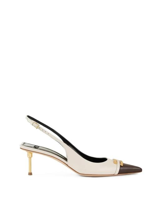Elisabetta Franchi Natural Two-Colour Leather Slingbacks