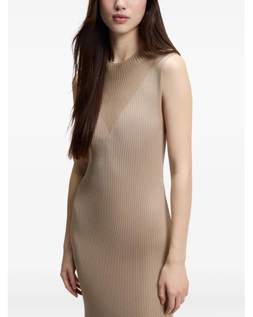 HUGO Natural Ribbed-Knit Sleeveless Dress
