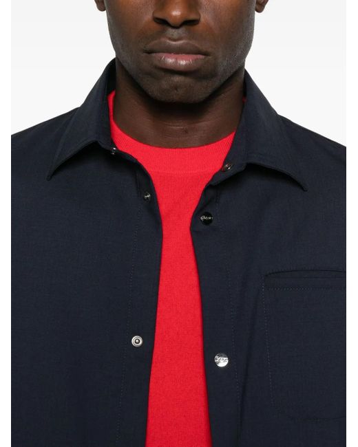 Herno Blue Button-Fastening Pocket Jacket for men