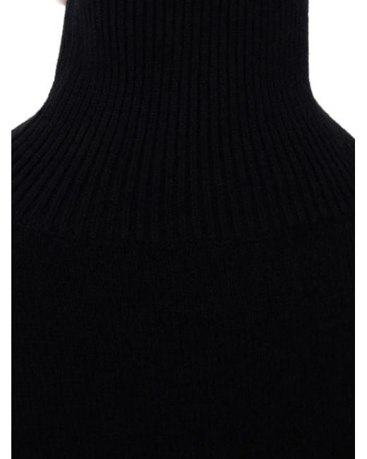 Loulou de Saison Black Luke Ribbed-Collar Wool Sweater