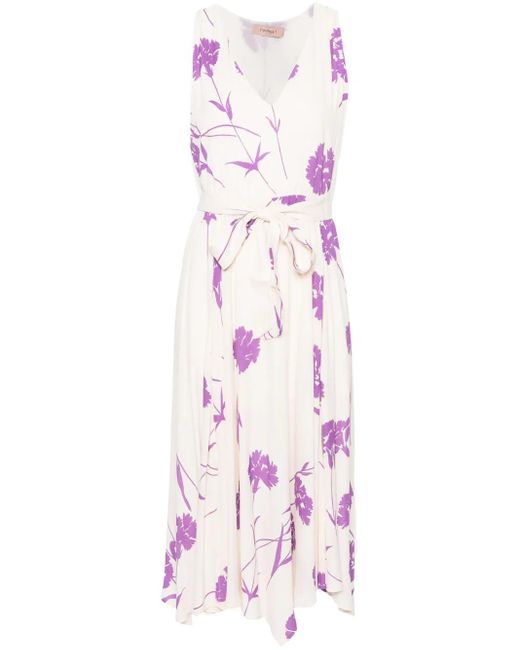 Twinset Pink Floral-Print Crepe Maxi Dress