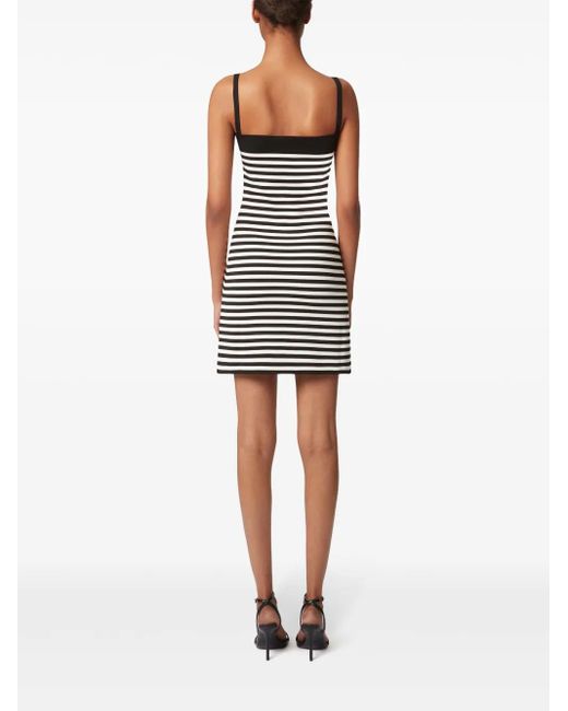 Nina Ricci Black Stripe-Pattern Mini Dress