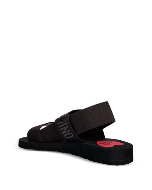 Love Moschino Black Logo-Print Elasticated Sandals