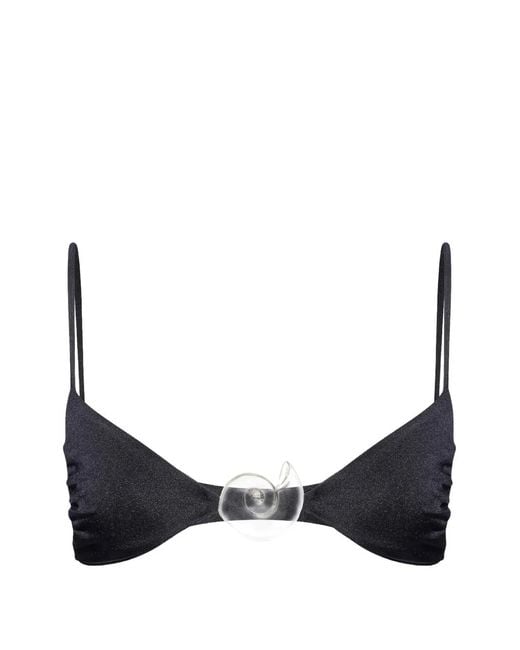 Salt & Wave Black Aphrodite Shell-Detail Bikini Top