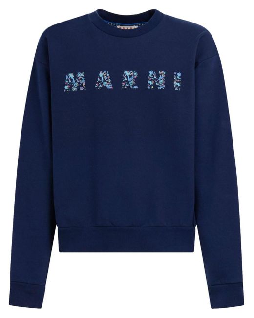 Marni Blue Logo-print Cotton Sweatshirt for men