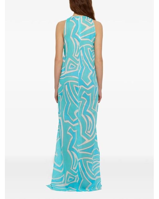 Emilio Pucci Blue Labirinto-Print Long Dress