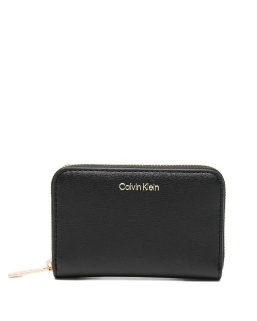 Calvin Klein Black Medium Foil-Logo Zip-Around Wallet