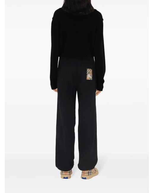 Pantalon De Jogging Check Label Burberry en coloris Black