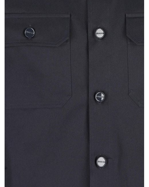 Gucci Blue Classic Button-Up Shirt for men