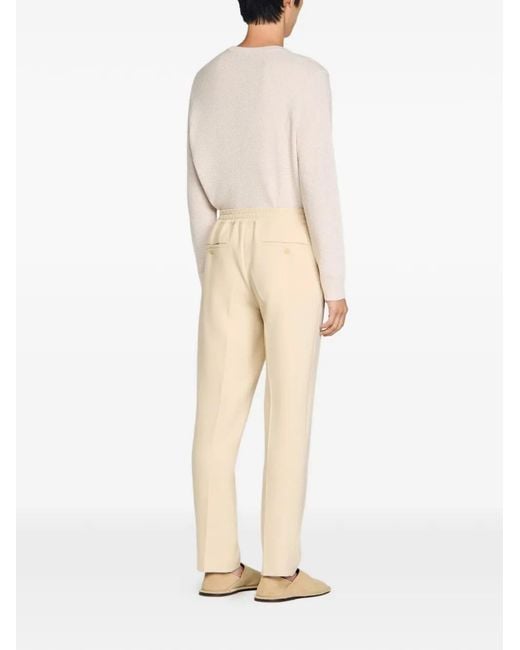Sandro Natural Elasticated Straight-Leg Trousers for men