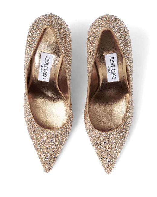 Jimmy Choo Natural Crystal-Embellished Suede Stiletto Pumps