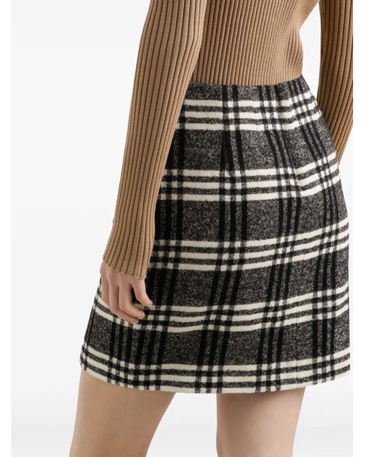 Dolce & Gabbana Black Wool Blend Check Skirt