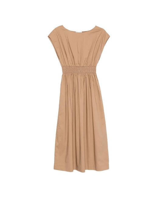Roberto Collina Natural Crew-Neck Midi Dress