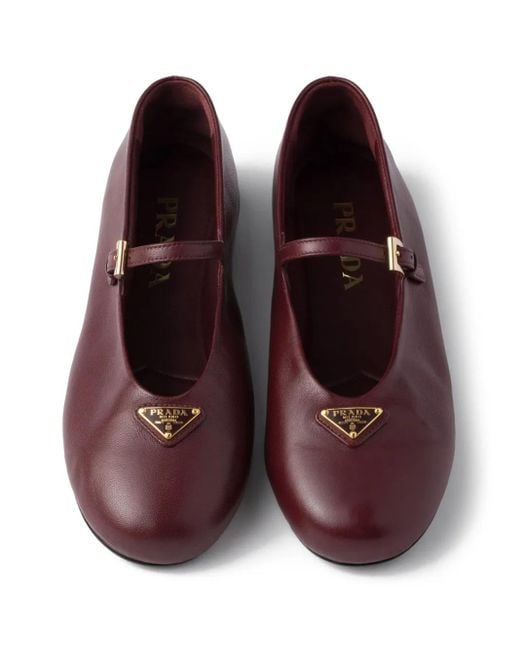 Prada レザーフラットシューズ Purple