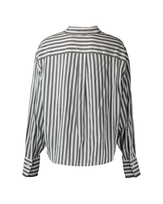 Brunello Cucinelli Black Wide-Stripe Relaxed Shirt