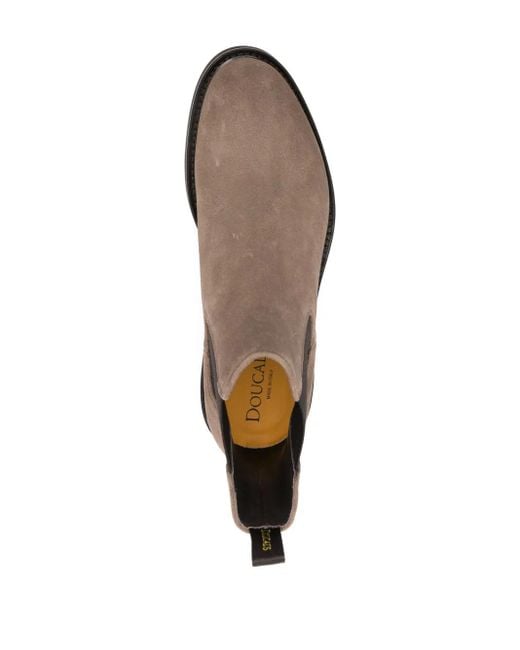 Doucal's Brown Pull-On Suede Chelsea Boots for men