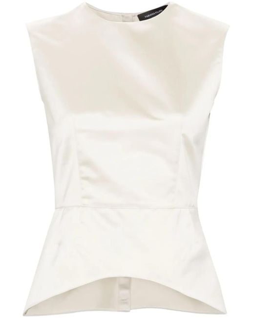 Fabiana Filippi Natural Round-Neck Satin Blouse