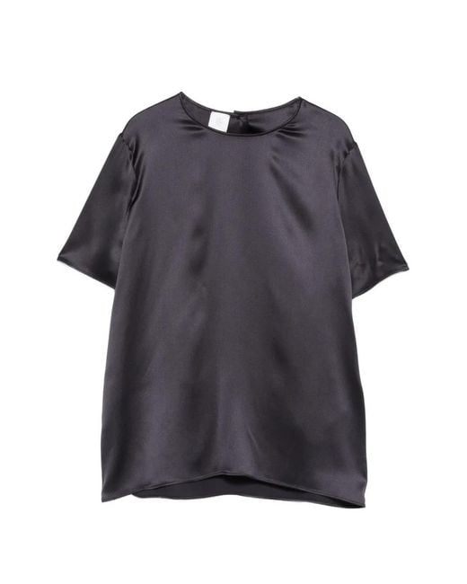 Eleventy Gray Short-Sleeves Blouse