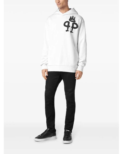 Philipp Plein Men's White King Hoodie