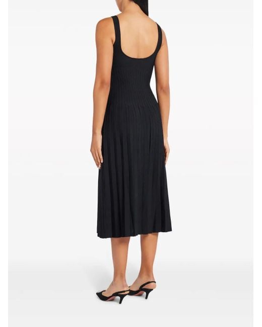 Staud Black Ellison Knitted Midi Dress