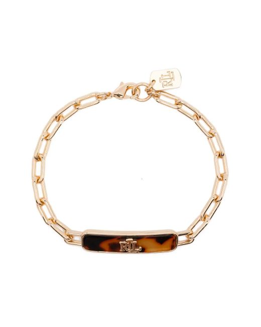 Ralph Lauren White Chain Tortoiseshell Plaque Bracelet
